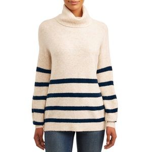 Time and Tru Striped Cowl Neck Tunic Sweater
